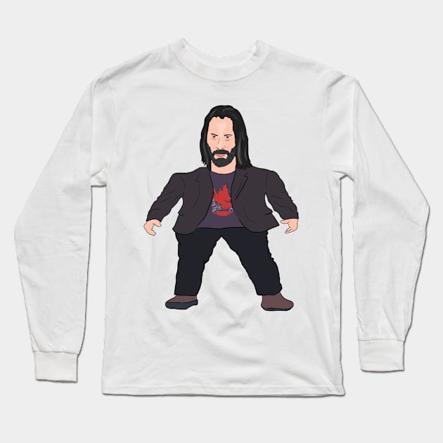 Mini Keanu Reeves Meme Long Sleeve T-Shirt by Barnyardy